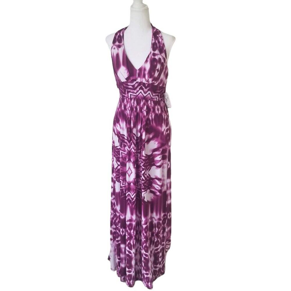 Bisou Bisou - Michele Mombot Purple tie dye maxi dress, Size:10
